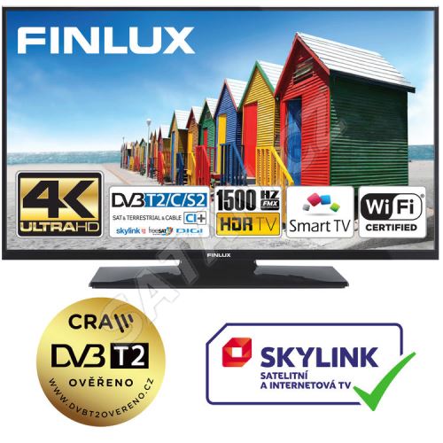 Finlux TVF55FUF8261 - HDR UHD T2 SAT HBBTV WIFI SKYLINK LIVE - TENKÁ