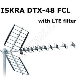 ISKRA DTX-48 FCL - DVB-T/T2 anténa s F konektorem, LTE filtr, 11-16 dB