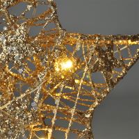 Solight vánoční hvězda glitter, zlatá, kovová, 14x LED, 2x AA