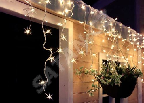 Solight LED vánoční závěs, rampouchy, 120 LED, 3m x 0,7m, přívod 6m, venkovní, teplé bílé světlo, paměť, časovač