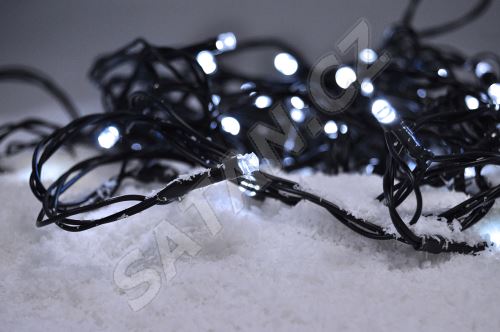 Solight LED venkovní vánoční řetěz, 50LED, 5m, 3m přívod, 8 funkcí, IP44. 3x AA, studená bílá