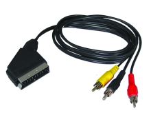 Solight SCART kabel, SCART konektor - 3x CINCH konektor, přepínatelný, 1m, sáček