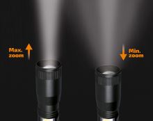 Solight LED kovová svítilna, 150 +60lm, 3W + COB, AA, černá