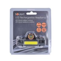 Solight LED čelová nabíjecí svítilna, 3W + COB,150 + 60lm, Li-Ion