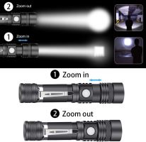 Solight LED nabíjecí svítilna s cyklo držákem, 400lm, zoom, Li-Ion
