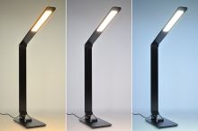 Solight LED stolní lampička stmívatelná, 8W,  display, změna chromatičnosti, hliník, černá
