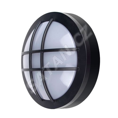 Solight LED venkovní osvětlení kulaté s mřížkou, 13W, 910lm, 4000K, IP65, 17cm, černá