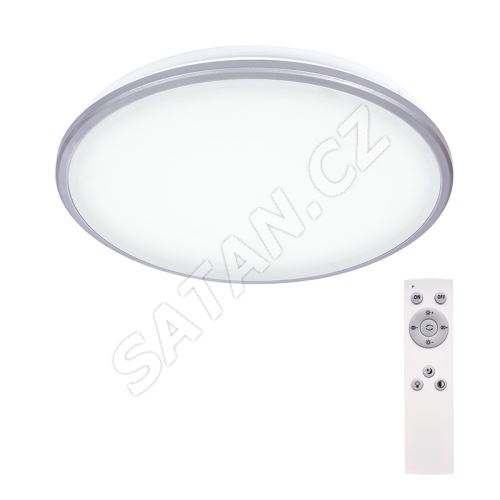 Solight LED stropní světlo Silver, kulaté, 24W, 1800lm, stmívatelné, dálkové ovládání, 38cm